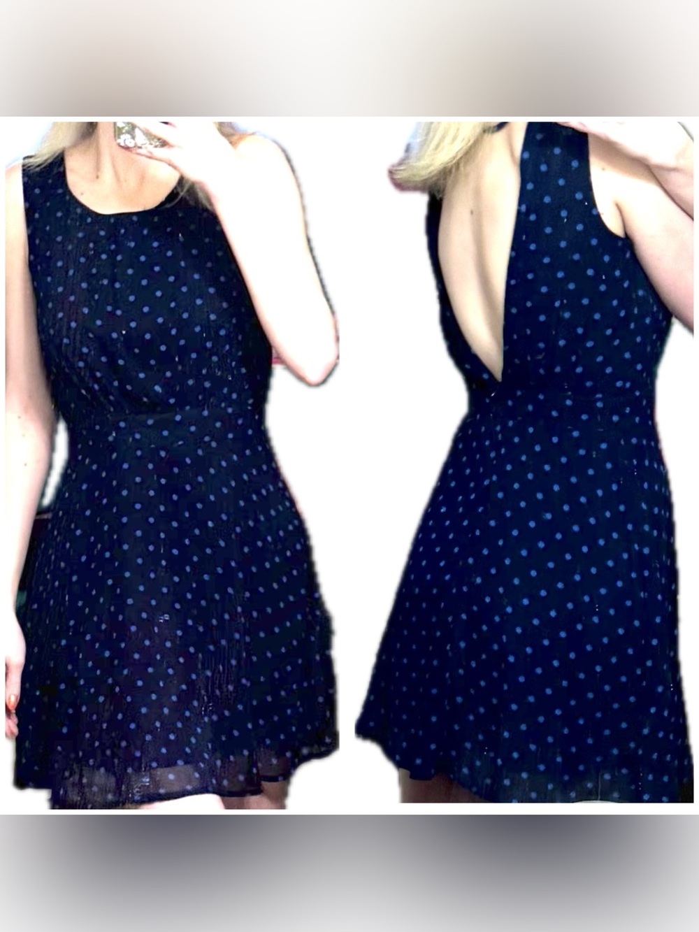 Forever 21 Navy Polka Dot Dress S